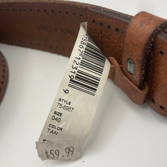 Johnston & Murphy Leather Belt 40 Brown Plate Style Anchor Buckle Perforated - Picture 3 of 8